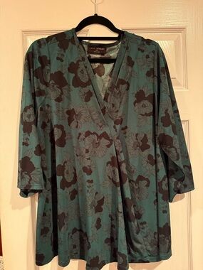 Lane Bryant Teal Floral Top